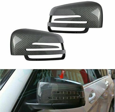 1Pair Left Right Side Door Wing Rearview Mirror Cover Caps for Mercedes A B C E S Class C207 W204 W212 Carbon Fiber/Glossy Black(Black-A) in Saudi Arabia