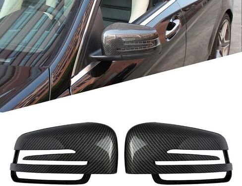 1Pair Left Right Side Door Wing Rearview Mirror Cover Caps for Mercedes A B C E S Class C207 W204 W212 Carbon Fiber/Glossy Black(Black-A) in Saudi Arabia