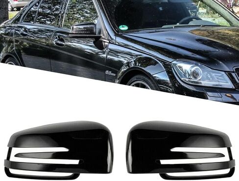 1Pair Left Right Side Door Wing Rearview Mirror Cover Caps for Mercedes A B C E S Class C207 W204 W212 Carbon Fiber/Glossy Black(Black-A) in Saudi Arabia