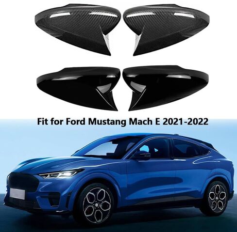 2PCS CAR LEARVING SIDE COVER COVER COPS TRIM CORBON CORBON TOX HORN FORD FORD FORD MACT MACH-E 2021 2022 (Black) in Saudi Arabia