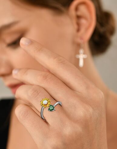 YL Pearl Butterfly Open Rings for Women 925 Sterling Silver Birthstone Statement Ring Promise Eternity bands Jewelry in Kuwait