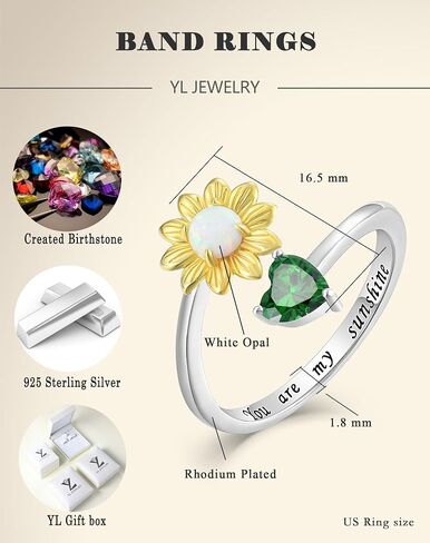 YL Pearl Butterfly Open Rings for Women 925 Sterling Silver Birthstone Statement Ring Promise Eternity bands Jewelry in Kuwait