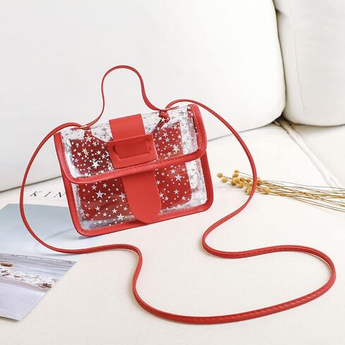 واضحة PVC حقيبة Crossbody صغيرة للنساء الفتيات ، النجوم الشفافة حقيبة كتف الهاتف المحمول مع حزام قابل للفصل ، أزياء حقيبة اليد واضحة حقيبة المحفظة محفظة لحفل التسوق العمل سفر الأسود in Kuwait