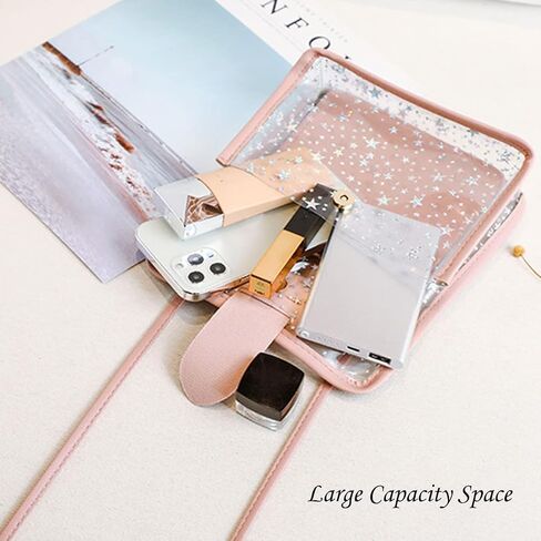 واضحة PVC حقيبة Crossbody صغيرة للنساء الفتيات ، النجوم الشفافة حقيبة كتف الهاتف المحمول مع حزام قابل للفصل ، أزياء حقيبة اليد واضحة حقيبة المحفظة محفظة لحفل التسوق العمل سفر الأسود in Kuwait