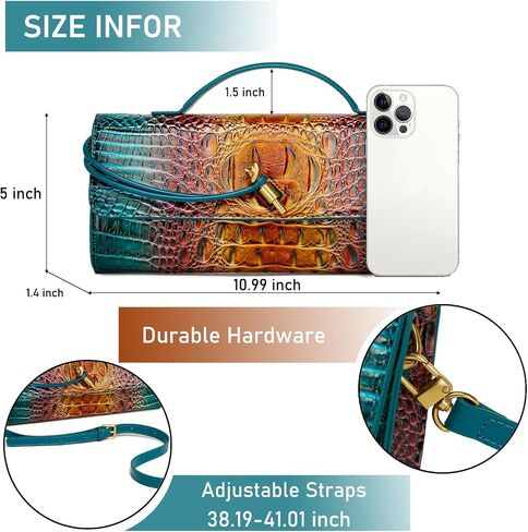Trendy Women Crocodile Evening Clutch Purse Crossbody Shoulder Handbag Cute Vegan Leather Satchels in Kuwait