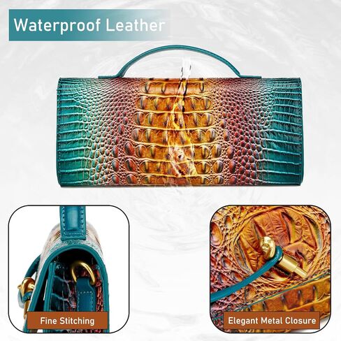 Trendy Women Crocodile Evening Clutch Purse Crossbody Shoulder Handbag Cute Vegan Leather Satchels in Kuwait