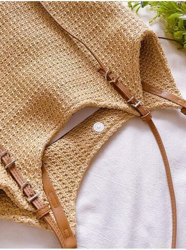 Straw Bag, Straw Tote Bag for Women - 2025 Summer Soft Woven Shoulder beach bag, stylish beach tote bag in Saudi Arabia
