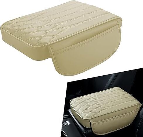 for Cadillac XT6 2020-2024 Car Center Console Cover, Microfiber Leather Armrest Cover Cushion, with 2 Side Storage Pockets,Hand Rest Pillow with Height Increase,Black in Saudi Arabia