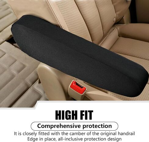 2PCS Car Front Seat Armrest Covers, Soft Front Seat Armrest Protectors, Comfortable Cloth Fabric Armrest Protectors, Car Interior Accessories (Black) in Kuwait