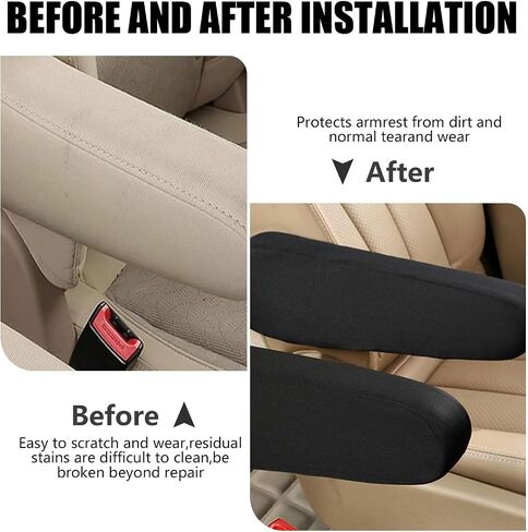 2PCS Car Front Seat Armrest Covers, Soft Front Seat Armrest Protectors, Comfortable Cloth Fabric Armrest Protectors, Car Interior Accessories (Black) in Kuwait