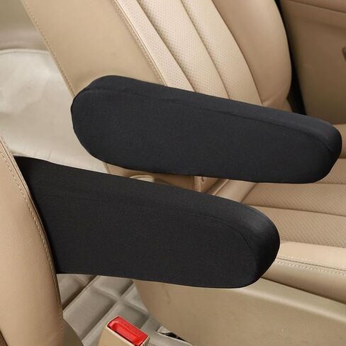 2PCS Car Front Seat Armrest Covers, Soft Front Seat Armrest Protectors, Comfortable Cloth Fabric Armrest Protectors, Car Interior Accessories (Black) in Kuwait