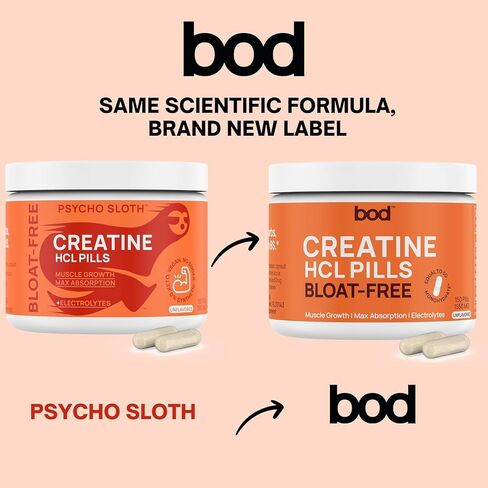 BOD Creatine Capsules Pills for Muscle Support, Endurance, No Bloat, No Load, Unflavored Creatine for Women and Men, Vegan, (Creatine HMB Capsules) in Kuwait