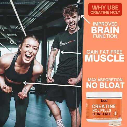 BOD Creatine Capsules Pills for Muscle Support, Endurance, No Bloat, No Load, Unflavored Creatine for Women and Men, Vegan, (Creatine HMB Capsules) in Kuwait