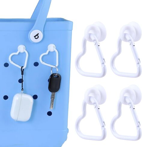 2Pcs Inserts Hooks Accessories for Bogg Bag and Simply Southern Tote,Charms Key Holder Heart Shape Hook for Bogg Bags Keychain -Finding Your Keys Quickly(White) in Kuwait