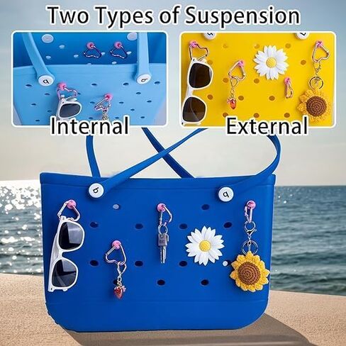 2Pcs Inserts Hooks Accessories for Bogg Bag and Simply Southern Tote,Charms Key Holder Heart Shape Hook for Bogg Bags Keychain -Finding Your Keys Quickly(White) in Kuwait