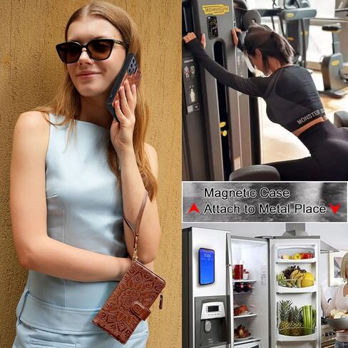 Harryshell Compatible with Samsung Galaxy S25 Ultra Wallet Case Detachable Phone Cover with Zipper Cash Coin Pocket Multi Card Slots Holder Wrist Strap Lanyard 6.9 inch (Floral Purple) in Kuwait