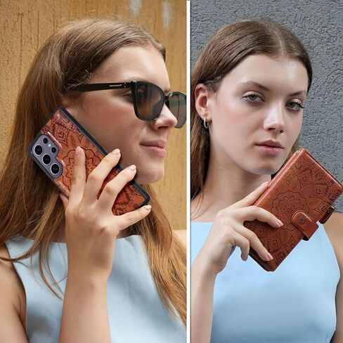 Harryshell Compatible with Samsung Galaxy S25 Ultra Wallet Case Detachable Phone Cover with Zipper Cash Coin Pocket Multi Card Slots Holder Wrist Strap Lanyard 6.9 inch (Floral Purple) in Kuwait