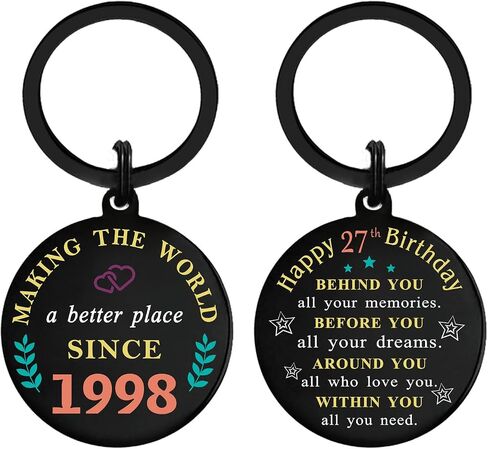 27 Year Old Birthday Gifts - Born in 1998 Birthday Keychain - 27th Birthday Gifts for Men Women in Saudi Arabia