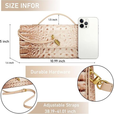 Trendy Women Crocodile Evening Clutch Purse Crossbody Shoulder Handbag Cute Vegan Leather Satchels in Kuwait