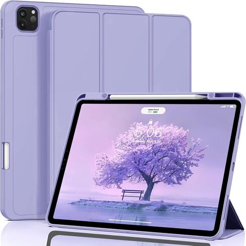 Zoveek for iPad Air 13 Inch Case M2 2024 ، iPad Pro 12.9 inch case (الجيل السادس/الخامس/الرابع 2022/2021/2020) مع حامل قلم رصاص ، يدعم الغطاء الذكي Slim Stand Auto Wake/Sleep (الوردي الوردي) in Kuwait