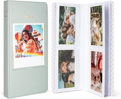 Photo Album Book for Instax Wide Film 3.5x4.25, 64 Pockets Photo Album with Photo Window fits for Fujifilm Instax Wide 400/300/210/200/Wide EVO/Polaroid 600 i-Type - Brown in Saudi Arabia