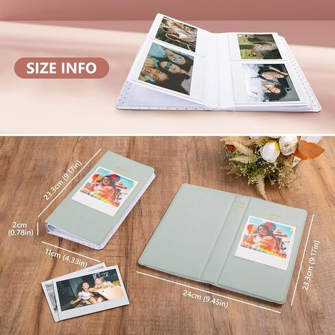 Photo Album Book for Instax Wide Film 3.5x4.25, 64 Pockets Photo Album with Photo Window fits for Fujifilm Instax Wide 400/300/210/200/Wide EVO/Polaroid 600 i-Type - Brown in Saudi Arabia