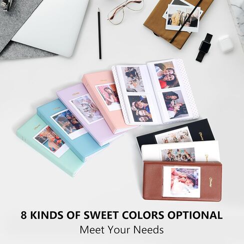 Photo Album Book for Instax Wide Film 3.5x4.25, 64 Pockets Photo Album with Photo Window fits for Fujifilm Instax Wide 400/300/210/200/Wide EVO/Polaroid 600 i-Type - Brown in Saudi Arabia