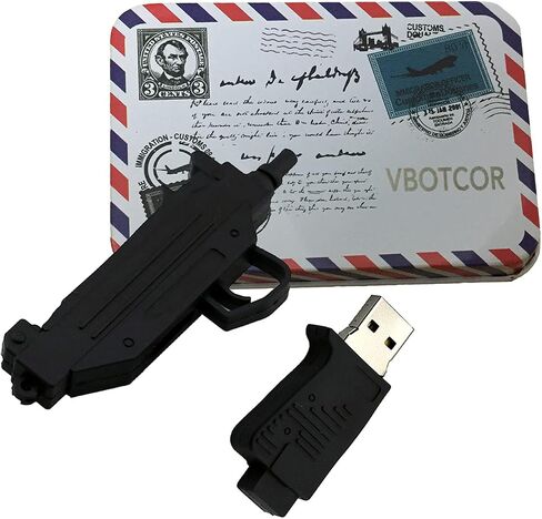 Cartoon USB 2.0 Flash Drive Memory Thumb Stick Date Storage Jump Pendrive Cute Funny Gun Shape with Key Chain for Computer Laptop Novelty Gift Pistol 32GB in Kuwait