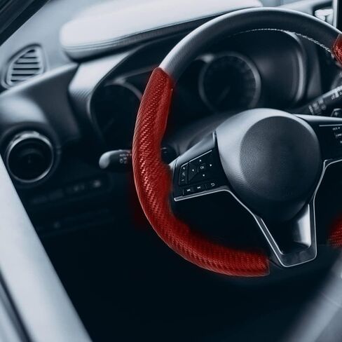 إكسسوارات غلاف عجلات التوجيه من Allgood Car ، متوافقة مع Car Universal 37-38 سم DIA ، مضاد للانزلاق ألياف الكربون Red 2pcs in Saudi Arabia