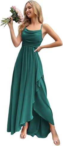 Women's Bridesmaid Dresses 2025 with Slit A Line Formal Dress with Pockets PU162 in Saudi Arabia