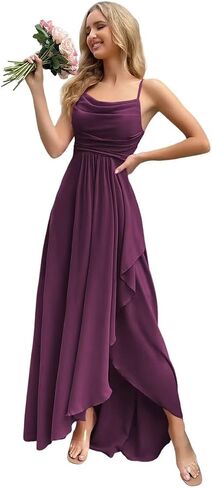 Women's Bridesmaid Dresses 2025 with Slit A Line Formal Dress with Pockets PU162 in Saudi Arabia