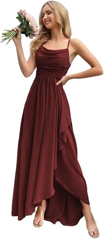 Women's Bridesmaid Dresses 2025 with Slit A Line Formal Dress with Pockets PU162 in Saudi Arabia