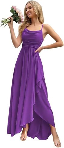 Women's Bridesmaid Dresses 2025 with Slit A Line Formal Dress with Pockets PU162 in Saudi Arabia