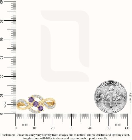 Natural Gemstone 3 Stone Enagegment Rings with Moissanite for Women in Silver/18K Yellow/Rose Gold Vermeil, Birthstone Jewelry Gifts for Her Birthday, Wedding Anniversary, Graduation, Christmas in Saudi Arabia