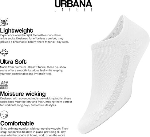 No Show Socks Men's White Low Cut Ankle Socks Athletic Running | 6 Pairs (Sizes 8-12/9-13) in Saudi Arabia