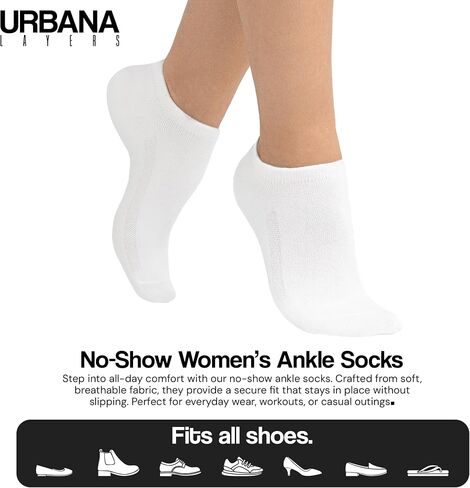 No Show Socks Men's White Low Cut Ankle Socks Athletic Running | 6 Pairs (Sizes 8-12/9-13) in Saudi Arabia