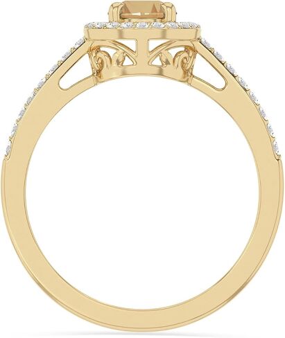 Round Natural Gemstone Halo Rings for Women in 925 Silver/18K Yellow/Rose Gold Vermeil, Birthstone Jewelry Gifts for Her Birthday, Wedding Anniversary, Christmas, Mothers Day, Graduation in Saudi Arabia