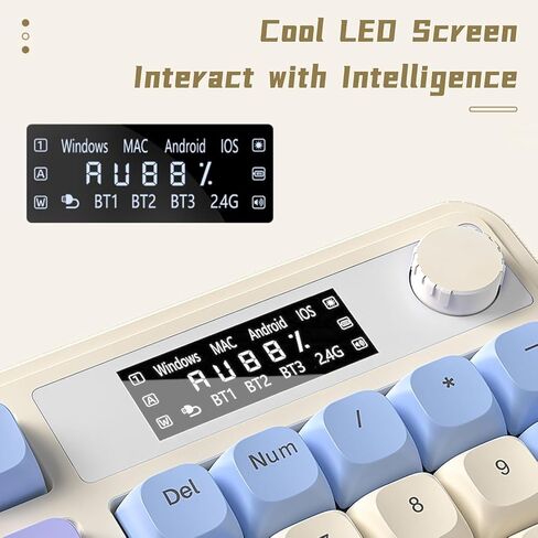 AULA S99 Pro Wireless Keyboard, Display Screen & Media Knob, Tri-Mode Bluetooth/2.4G/USB-C RGB Creamy Gaming Keyboard with Number Pad Macro Keys, Custom Computer Keyboards for Laptop PC Gamer - Green in Saudi Arabia