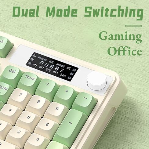 AULA S99 Pro Wireless Keyboard, Display Screen & Media Knob, Tri-Mode Bluetooth/2.4G/USB-C RGB Creamy Gaming Keyboard with Number Pad Macro Keys, Custom Computer Keyboards for Laptop PC Gamer - Green in Saudi Arabia