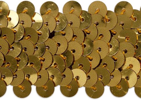 Trims By The Yard 3-Row Metallic Stretch Sequin Trim, 1 1/4-Inch Versatile Sequins for Crafts, Durable Sequin Trim for Costumes, Fashion, and Home Decor, 5-Yard Cut, Orange in Saudi Arabia