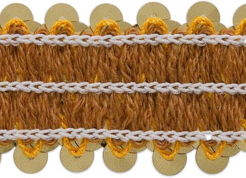 Trims By The Yard 3-Row Metallic Stretch Sequin Trim, 1 1/4-Inch Versatile Sequins for Crafts, Durable Sequin Trim for Costumes, Fashion, and Home Decor, 5-Yard Cut, Orange in Saudi Arabia