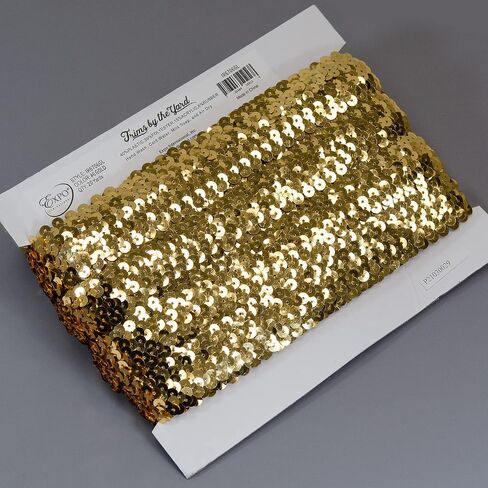 Trims By The Yard 3-Row Metallic Stretch Sequin Trim, 1 1/4-Inch Versatile Sequins for Crafts, Durable Sequin Trim for Costumes, Fashion, and Home Decor, 5-Yard Cut, Orange in Saudi Arabia