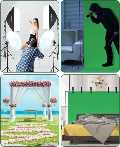 Andoer Photography Studio Softbox Lighting Kit and 6.5ftx10ft(2X3Meters) Background Support System Including 3pcs Backdrops(Black/White/Green) Screen for Photo, Video, Portrait and Live in Saudi Arabia