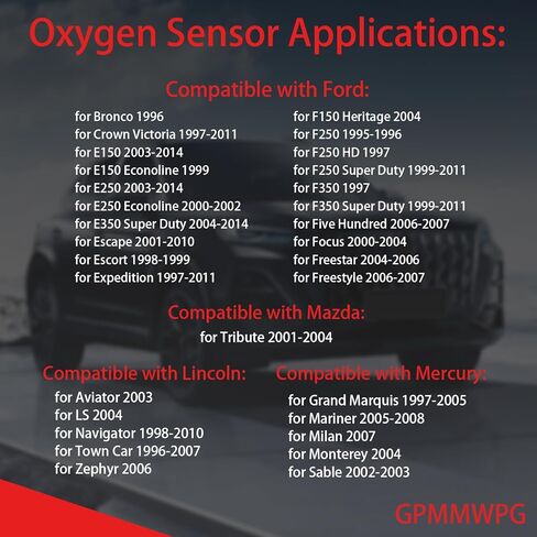 2PCS O2 Sensor 15717, 02 Sensor Compatible with Ford for E150 for F150 for Mustang for Ranger, Automotive Replacement Oxygen Sensor Compatible with Lincoln for Navigator 15716 15718 15719 in Kuwait