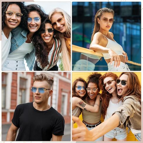 5 أزواج من نظارات شمسية عاهمة للنساء للنساء الموضة الرجعية شبه المستطيل مربع بدون إطار UV400 حماية نظارة شمسية بارد in Saudi Arabia