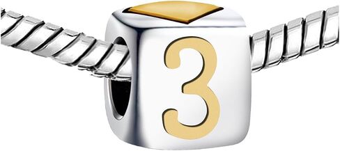 KunBead Number 0-9 Gold Heart Love Bead Birthday Charms Compatible with Pandora Charm Bracelet for Women in Kuwait