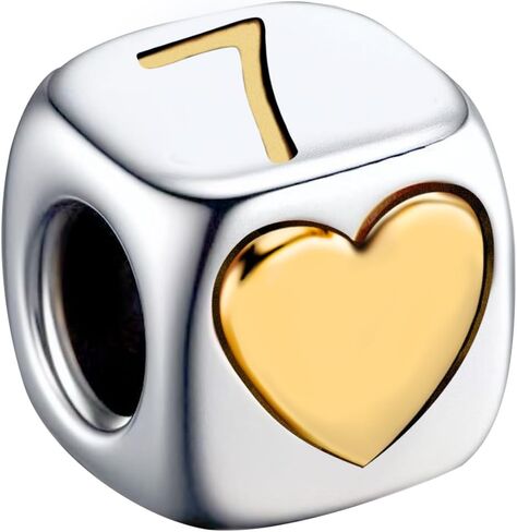 KunBead Number 0-9 Gold Heart Love Bead Birthday Charms Compatible with Pandora Charm Bracelet for Women in Saudi Arabia
