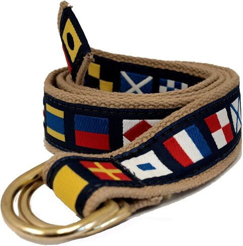 Skippers D-Ring Nautical Code Flags Belt, Khaki Webbing, Brass D-Ring in Saudi Arabia