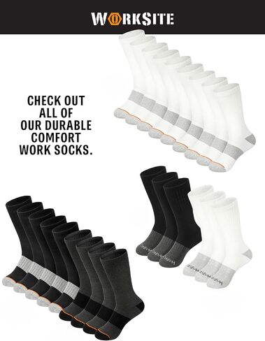 Workite Cotton Roature Control و Cushioned Crew Socks Comfort Soft Breatable Multible Multible Mens 6-12 in Kuwait