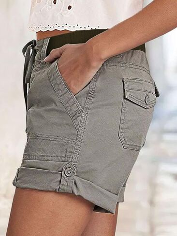 Flamingals Mid Waist Drawstring Skinny Leg Shorts for Women Cargo Summer Shorts Vintage Casual in Saudi Arabia